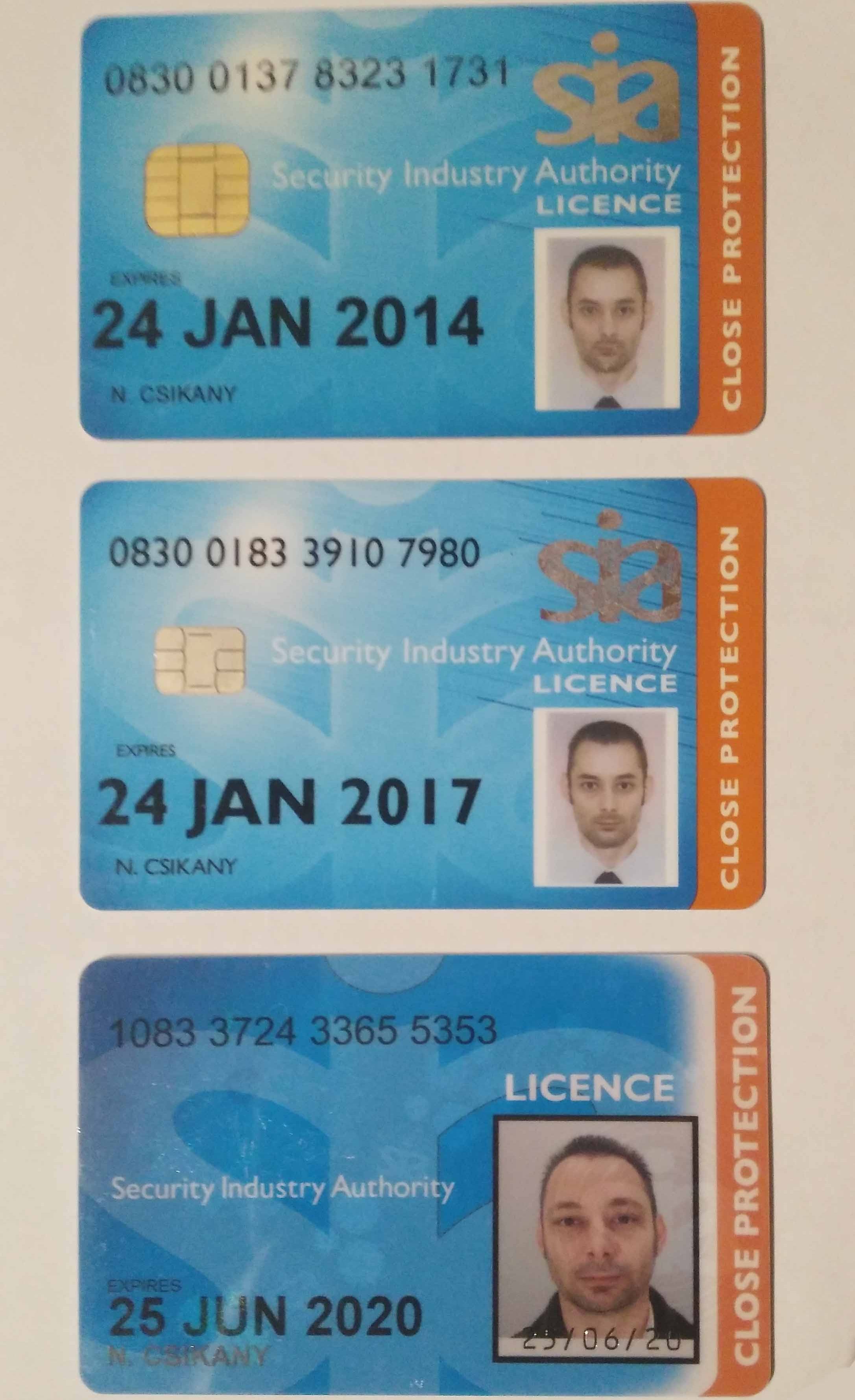 SIA Close Protection Officer Licences since 2011