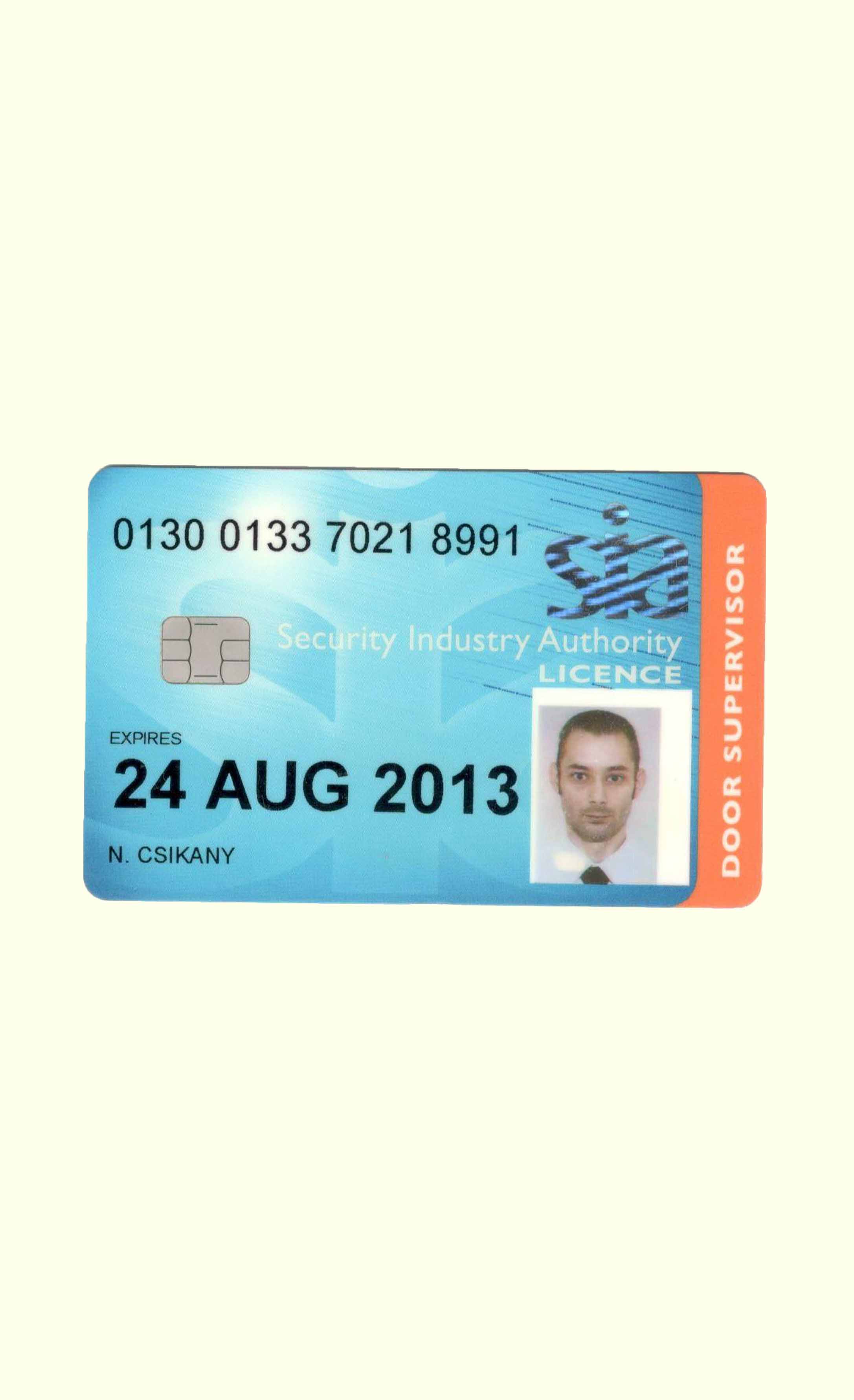 SIA Door Supervision Old Licence