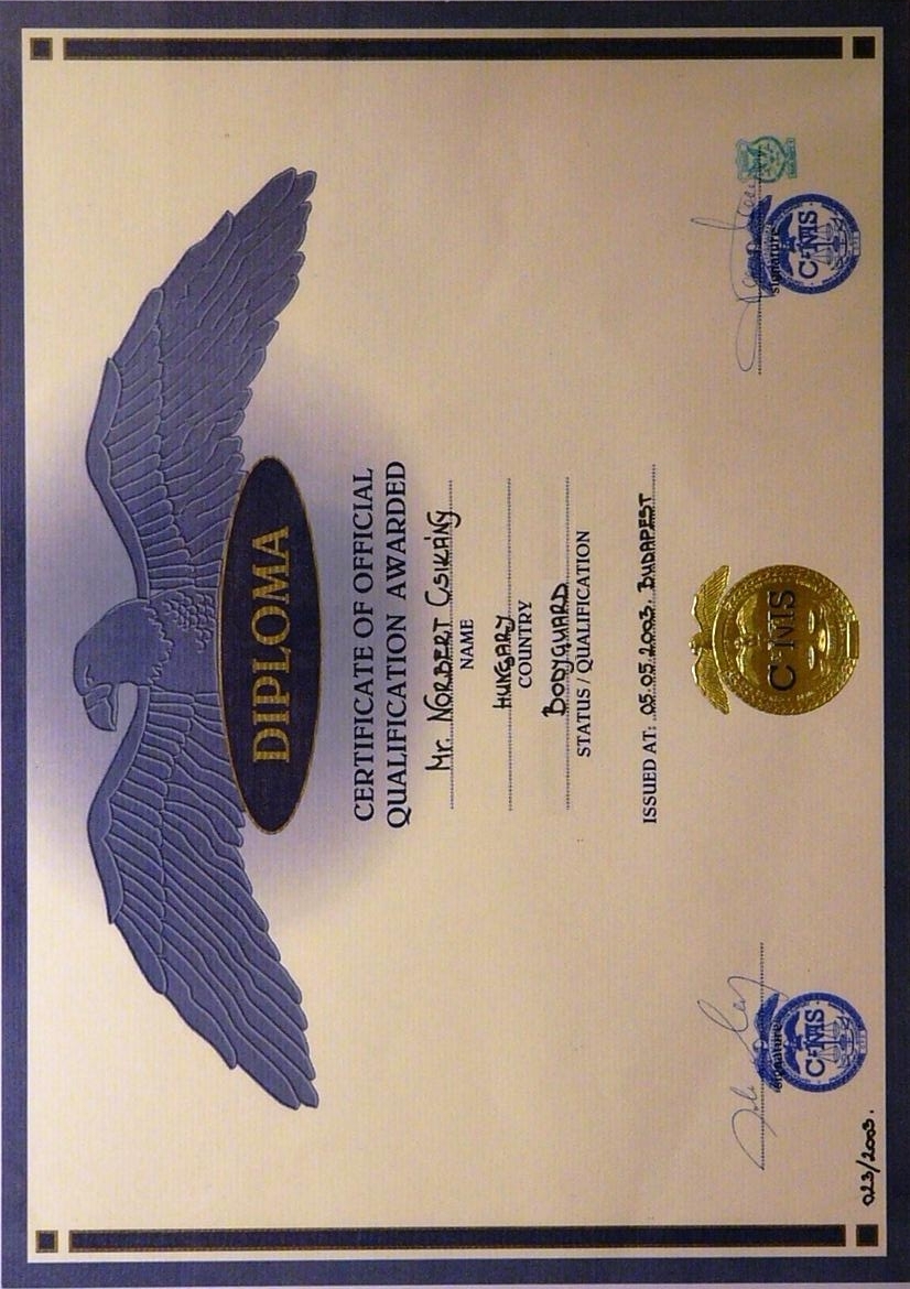 Bodyguard Certificate - Specialisation- Witness protection