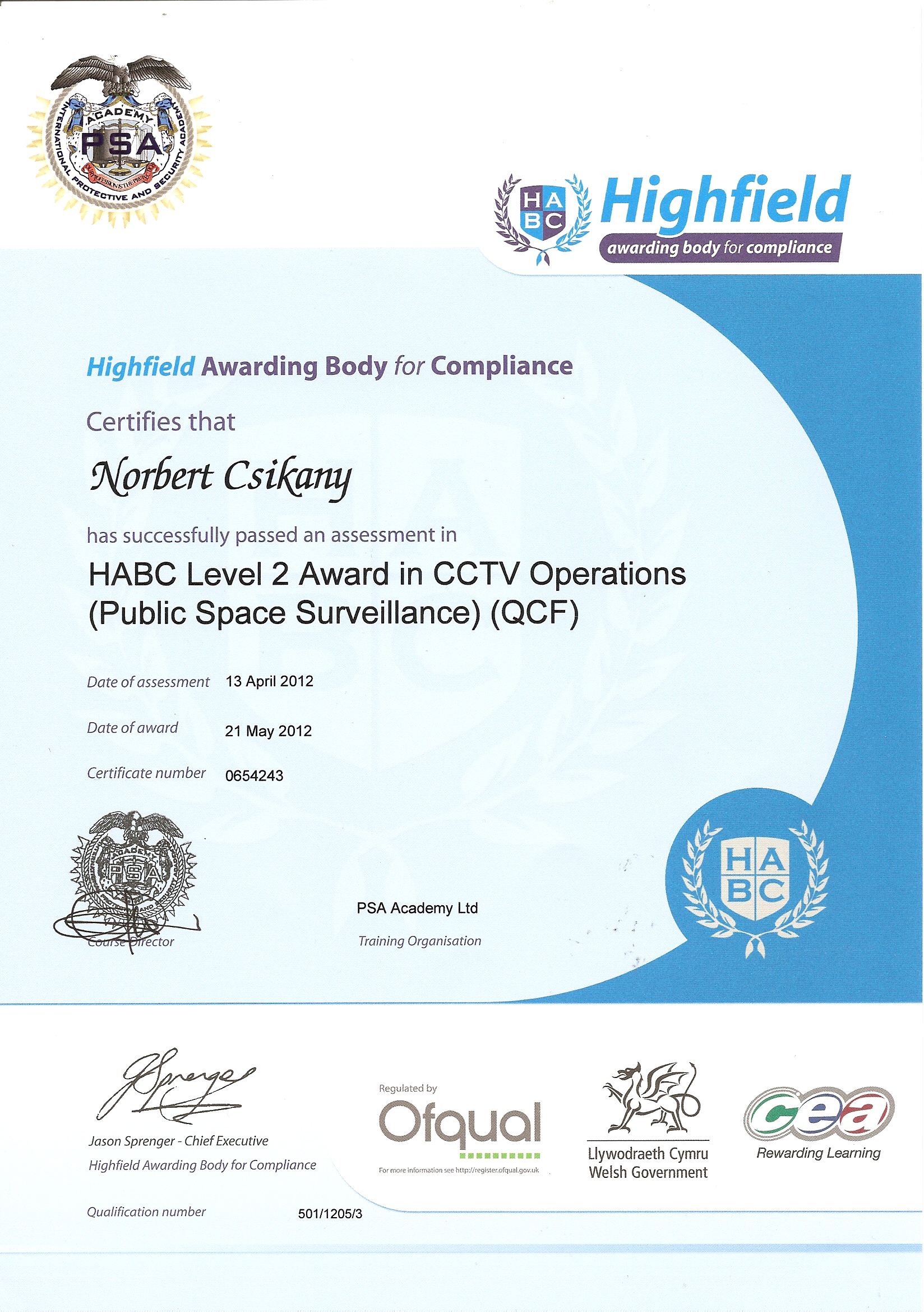 CCTV Operator Certificate