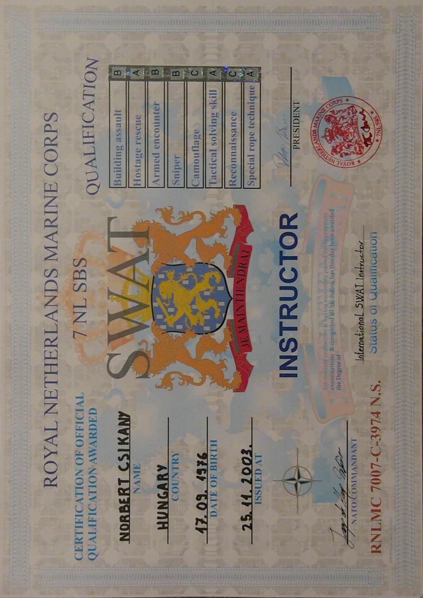 International SWAT Instructor Diploma